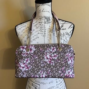DKNY Multicolor Floral Print Leather Zip Satchel